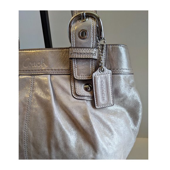 COACH LEATHER No. A1120-F15045 “CHAMPAGNE GOLD METALLIC” SATCHEL PURSE LARGE - Picture 3 of 7